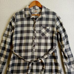 Field & Stream Women's Sleepshirt Loungewear Robe Plaid‎ Pullover Tie Cotton